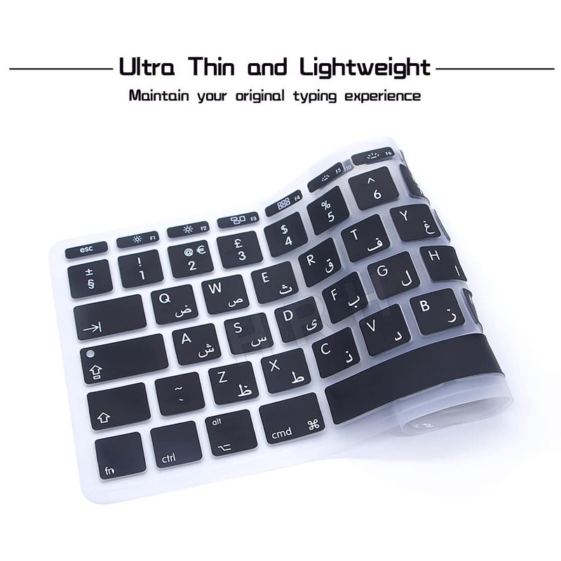 HRH Arabic Language Silicone Keyboard Cover Skin Skin Protector for MacBook Air 11.6 Inch for MacBook 11" A1370 A1465 European/ISO Layout,Black - Image 3